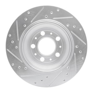 Volvo XC90 Brake Rotor (1) - Rear Right - R1 Concepts - Drilled & Slotted - Silver - `03-`14